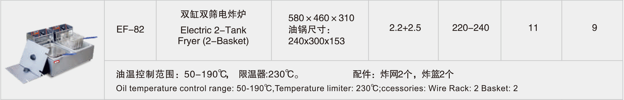 EF-82双缸双筛电炸炉-新粤海(图2)