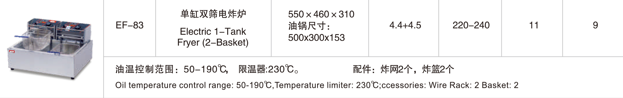 EF-83单缸双筛电炸炉-新粤海(图2)